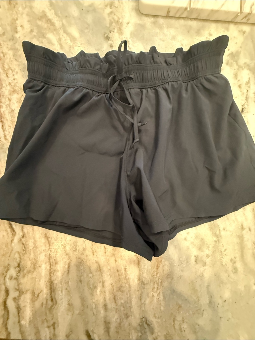 YPB Abercrombie MED Women’s Black Elastic-Waist Athletic Shorts with biker short